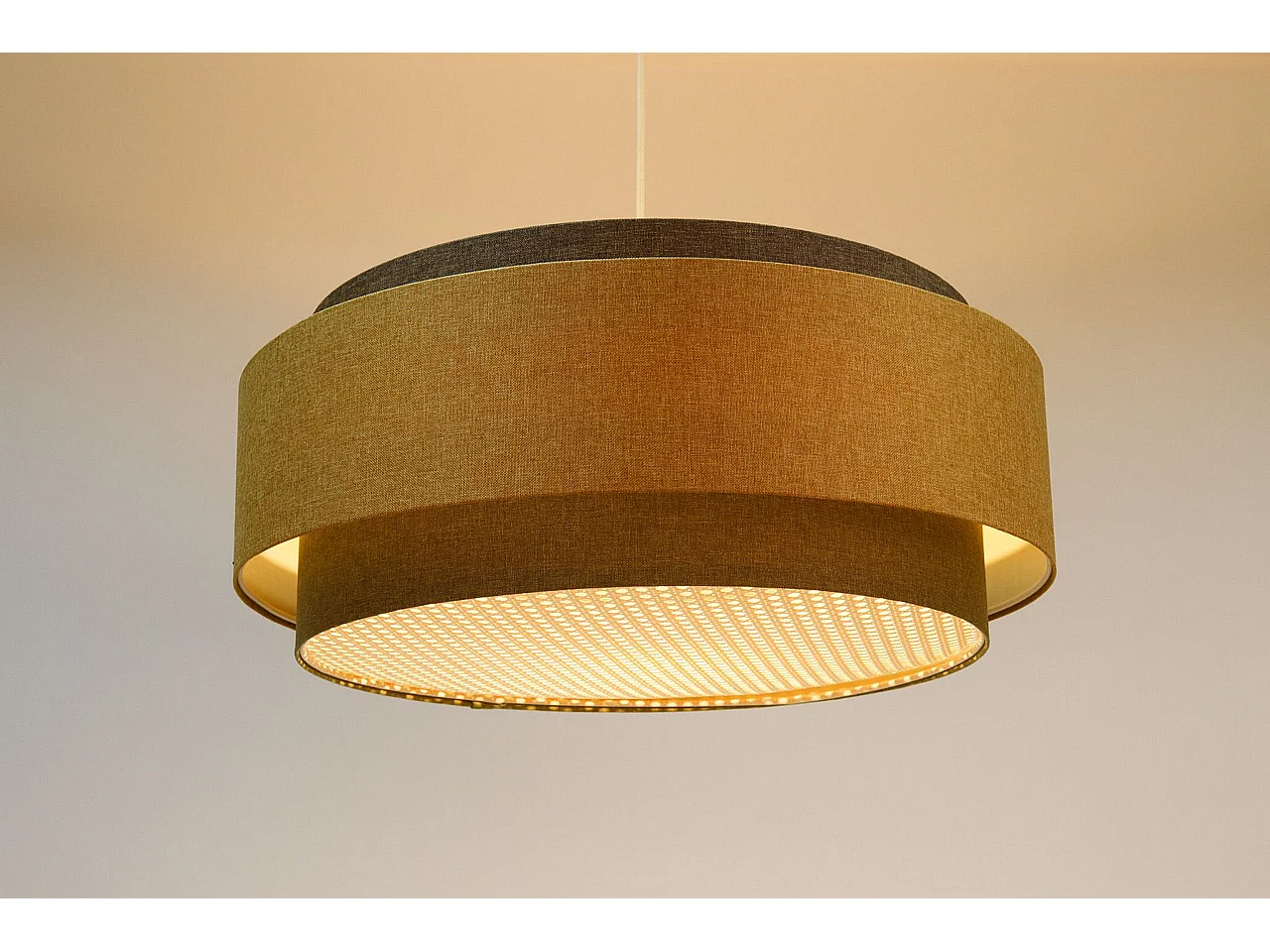 Lampa wisząca ERUTAN DUDU RATTAN szara/beżowa