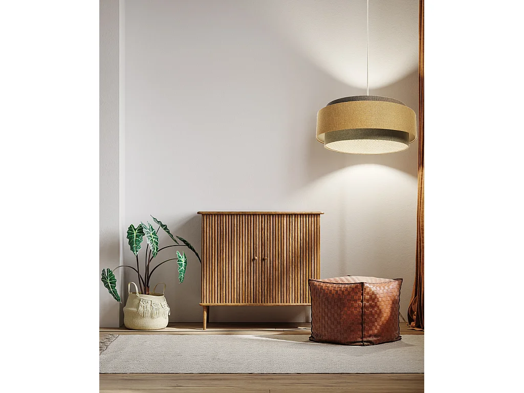 Lampa wisząca ERUTAN DUDU RATTAN szara/beżowa