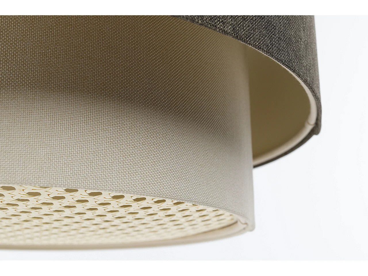 Lampa wisząca ERUTAN DOUBLE RATTAN 40 szara/kremowa