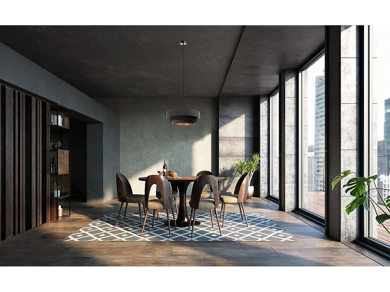 Lampa wisząca TRIO MIX grafitowa/brązowa/złota