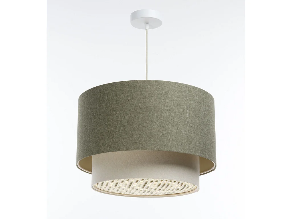 Lampa wisząca ERUTAN DOUBLE RATTAN 60 zielona/kremowa