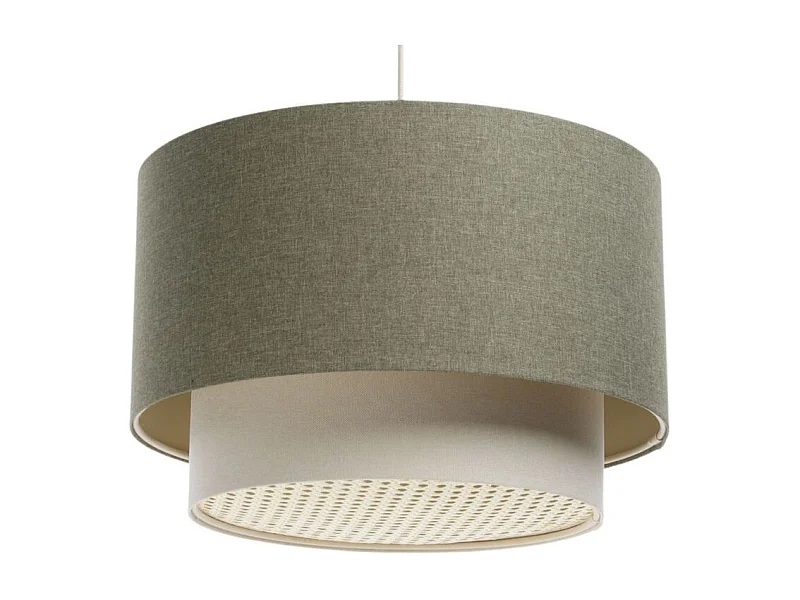 Lampa wisząca ERUTAN DOUBLE RATTAN 60 zielona/kremowa