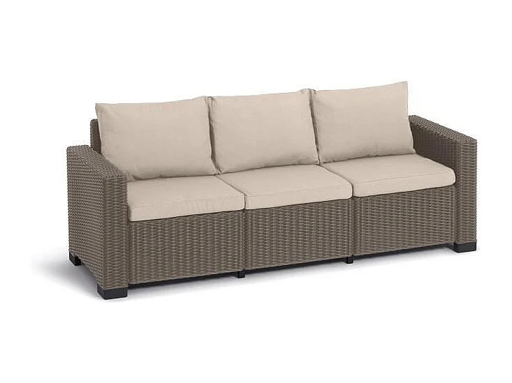 Salon de jardin en imitation resine tressee ALLIBERT avec table basse  - 5 personnes - California - Beige