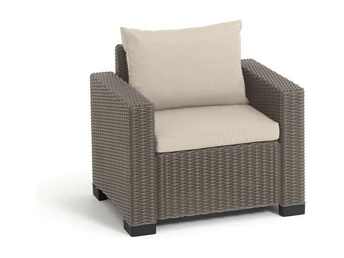 Salon de jardin en imitation resine tressee ALLIBERT avec table basse  - 5 personnes - California - Beige