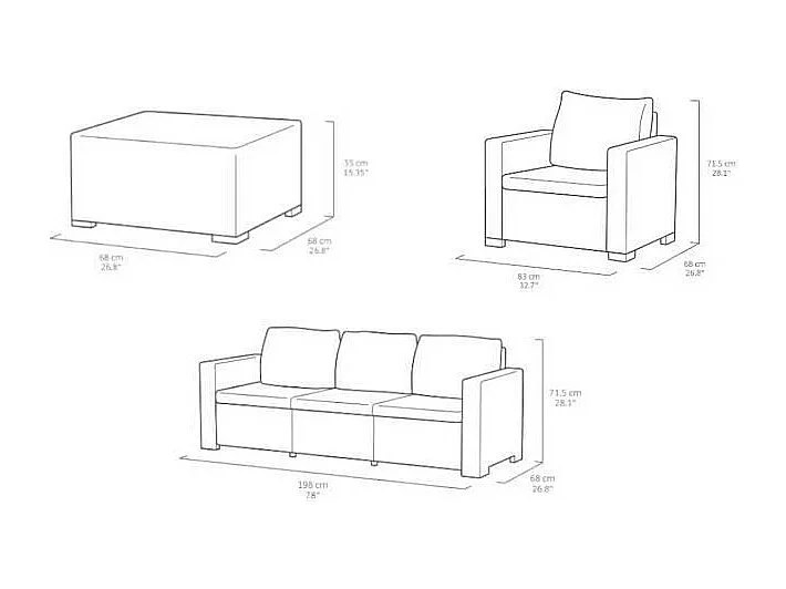 Salon de jardin en imitation resine tressee ALLIBERT avec table basse  - 5 personnes - California - Beige