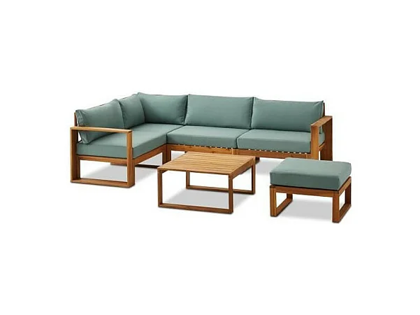 Salon de jardin en bois dAcacia FSC - 6 personnes - Levata - Vert-bleu