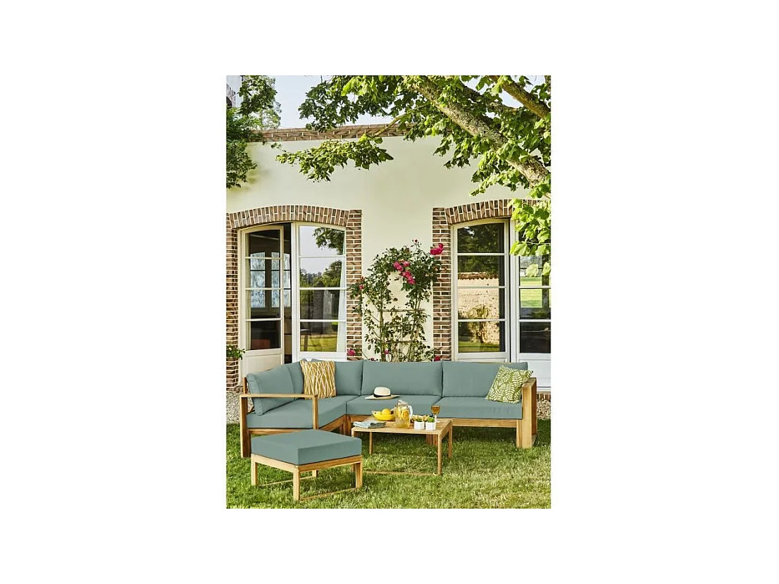 Gartenmöbel-Set aus FSC-Akazienholz - 6 Personen - Grün-Blau