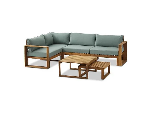 Gartenmöbel-Set aus FSC-Akazienholz - 6 Personen - Grün-Blau