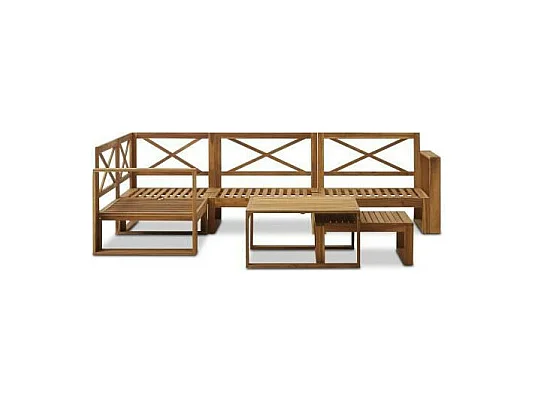 Gartenmöbel-Set aus FSC-Akazienholz - 6 Personen - Grün-Blau