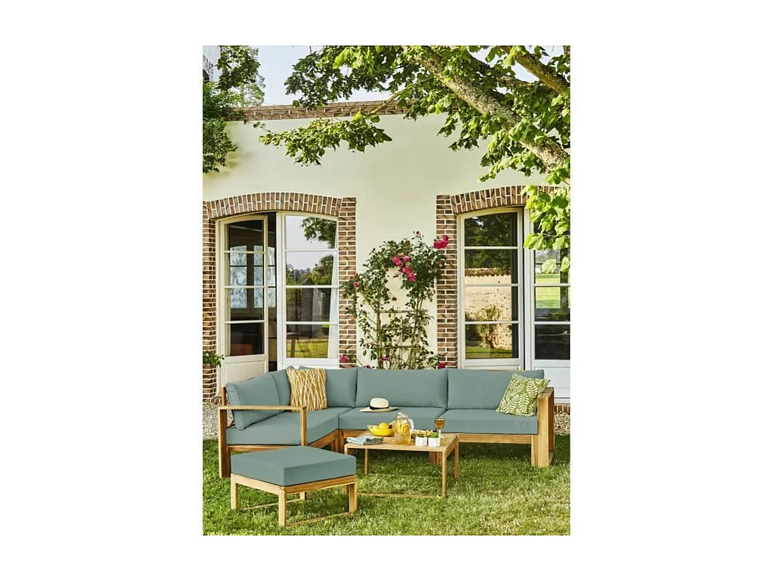 Salon de jardin en bois dAcacia FSC - 6 personnes - Levata - Vert-bleu
