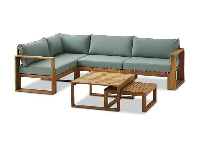 Salon de jardin en bois dAcacia FSC - 6 personnes - Levata - Vert-bleu