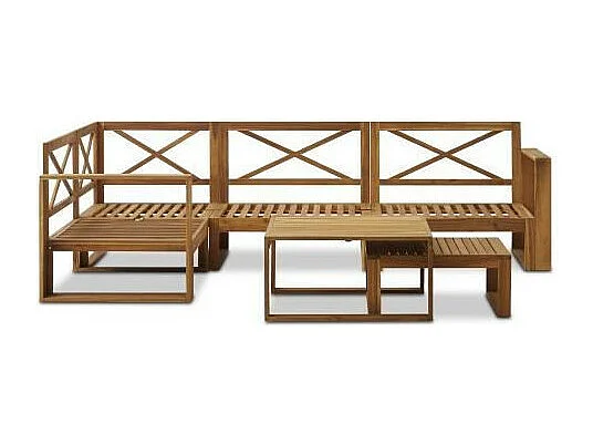 Salon de jardin en bois dAcacia FSC - 6 personnes - Levata - Vert-bleu