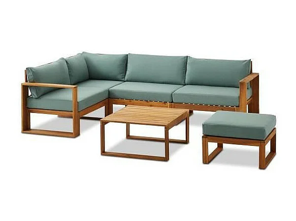 Salon de jardin en bois dAcacia FSC - 6 personnes - Levata - Vert-bleu