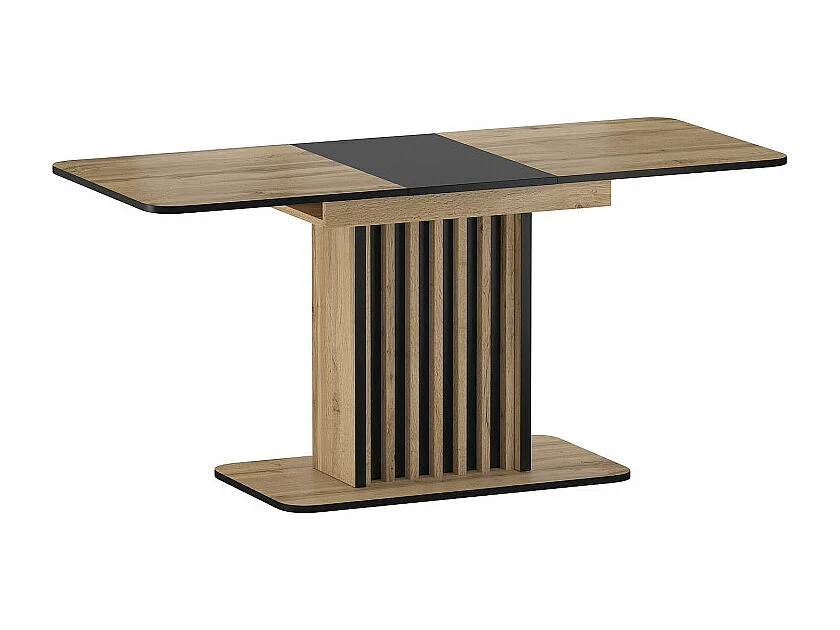 Table à manger rectangle en bois - 8 couverts - Marron/Noir - L 130 à 180 cm