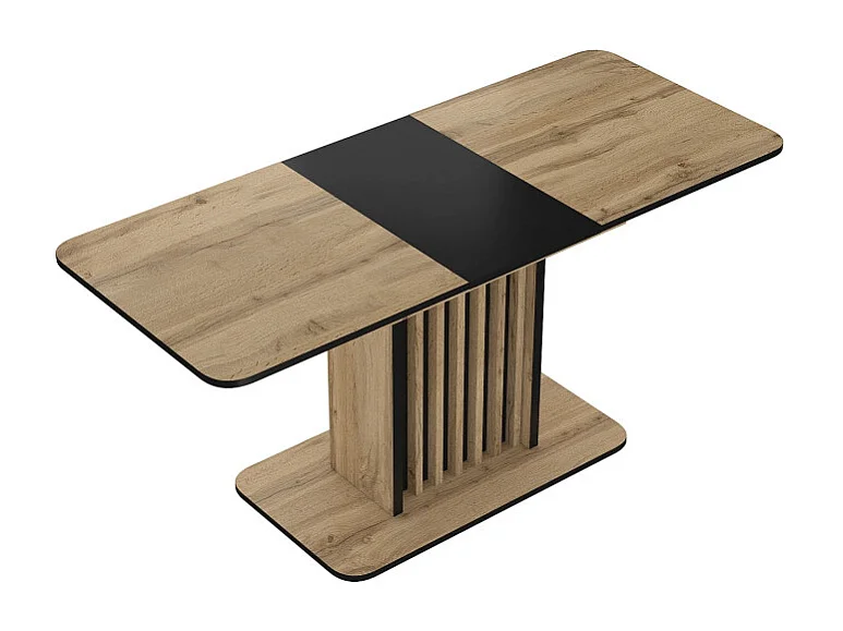 Table à manger rectangle en bois - 8 couverts - Marron/Noir - L 130 à 180 cm