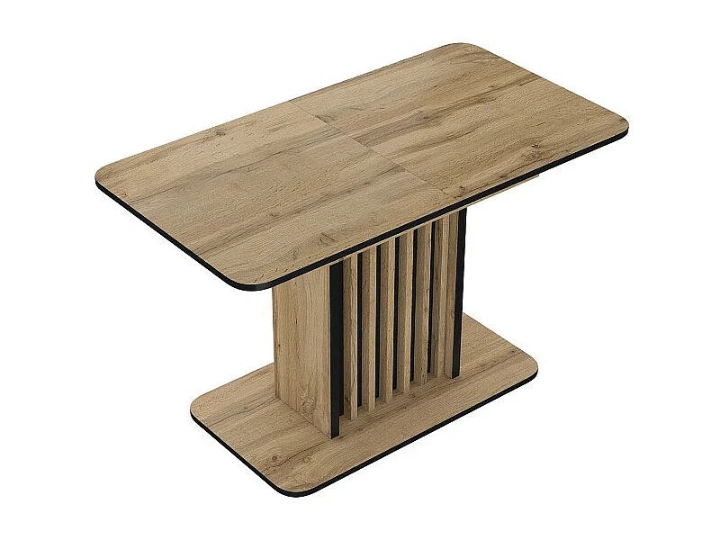 Table à manger rectangle en bois - 8 couverts - Marron/Noir - L 130 à 180 cm