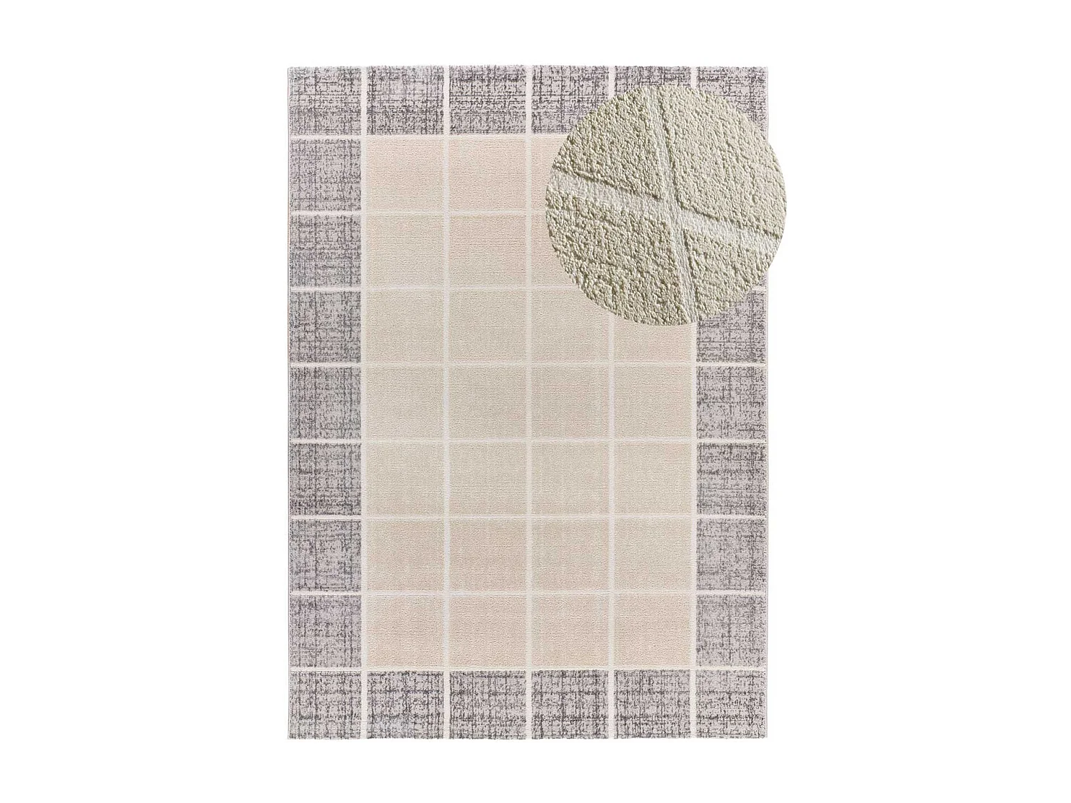 Kurzflorteppich - geometrisch mit Relief - weiß - 133x190 cm - FLORA