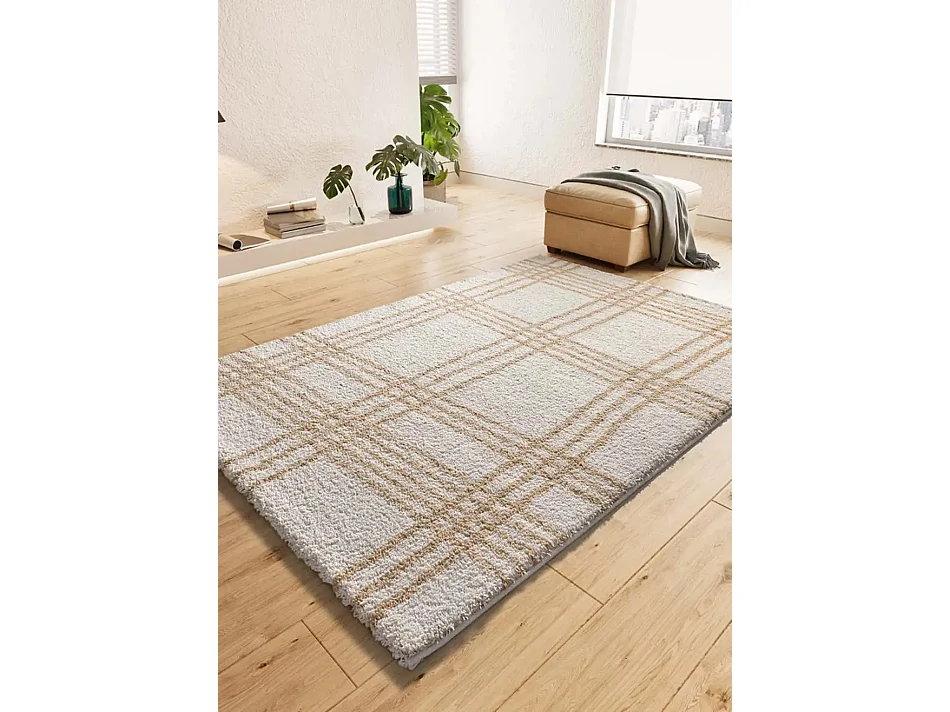 Hochflorteppich - modern nordisch - beige - 133x190 cm - HELIA