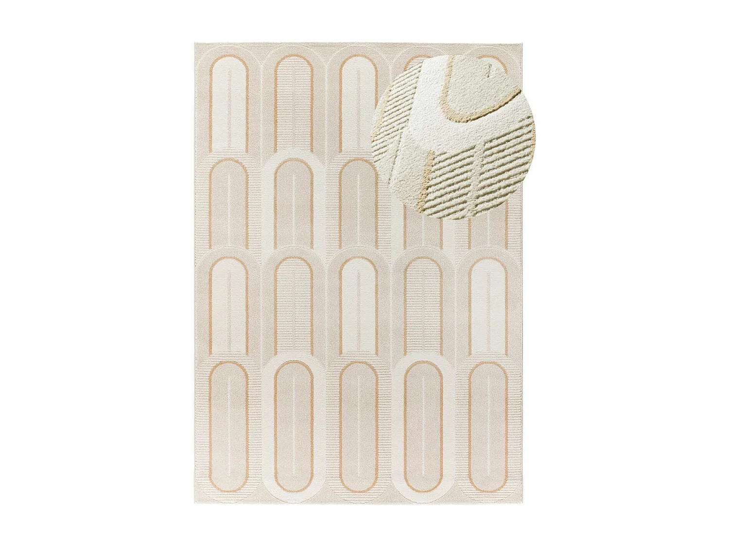 Tapete interior - geométrico com relevo - branco - 133 x 190 cm - FLORA