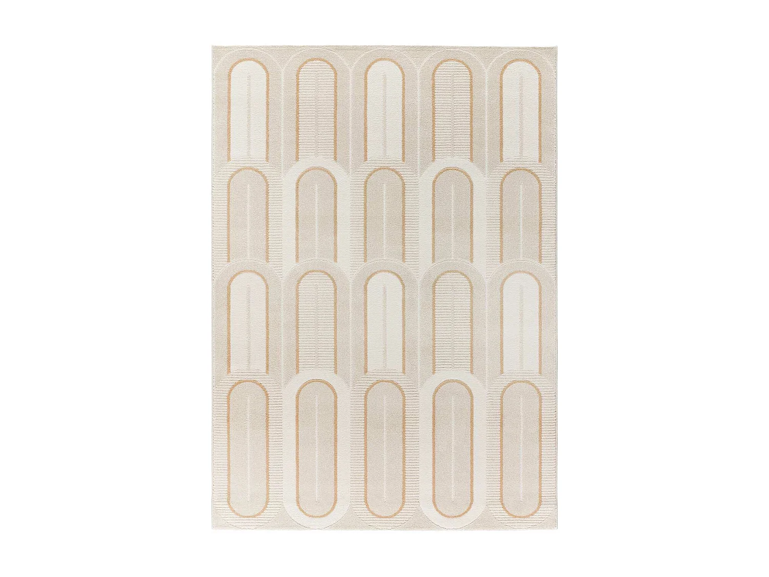 Tapete interior - geométrico com relevo - branco - 133 x 190 cm - FLORA