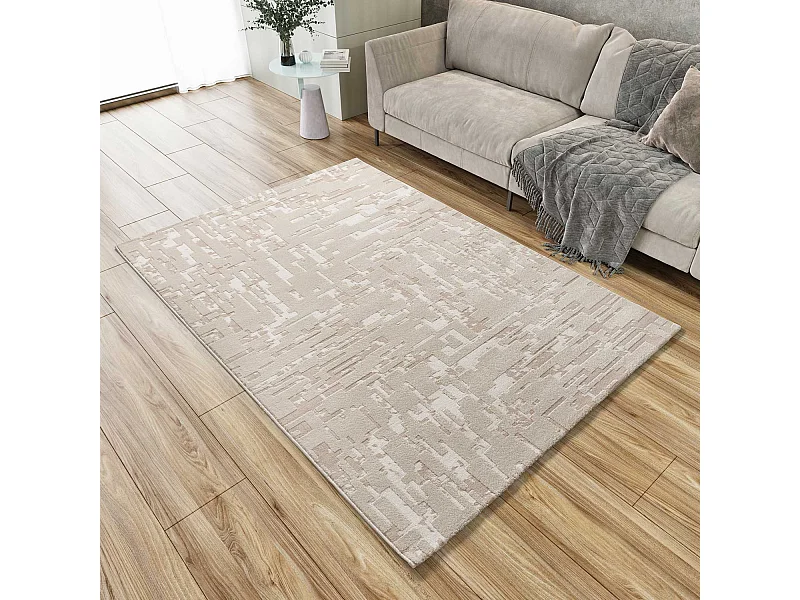 Laagpolig tapijt - abstract met reliëf - beige - 160x230 cm - BARESA