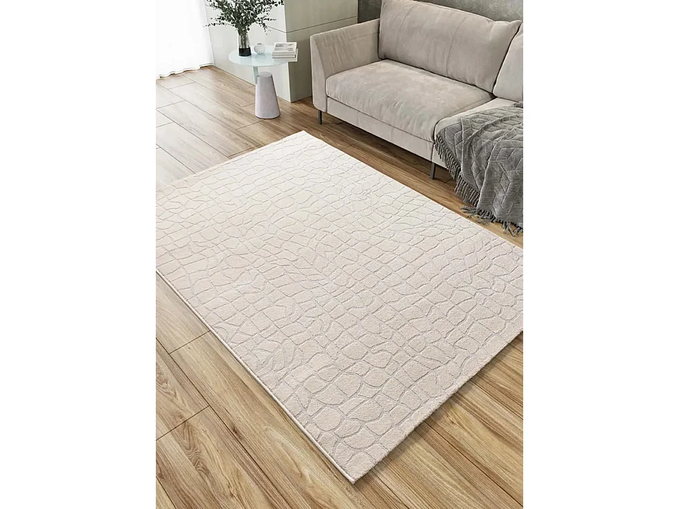 Tapete interior - moderno com relevo - prateado - 160 x 230 cm - BARESA