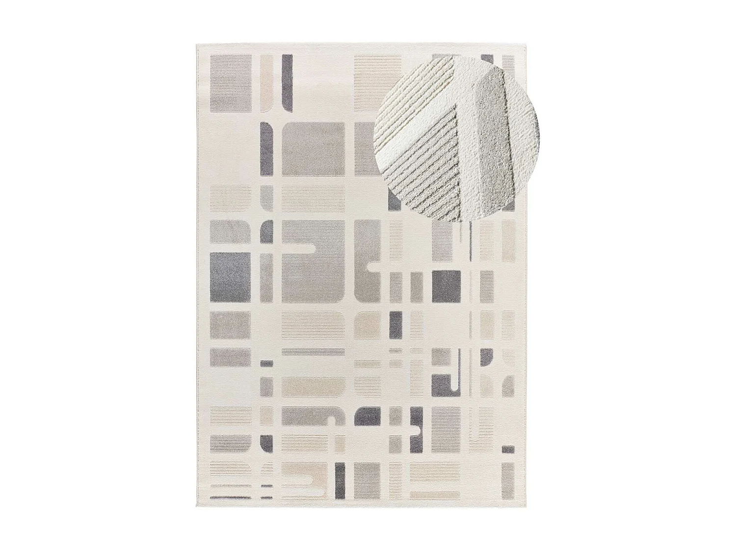 Tappeto interno - geometrico con rilievo - argento - 80 x 150 cm - FLORA