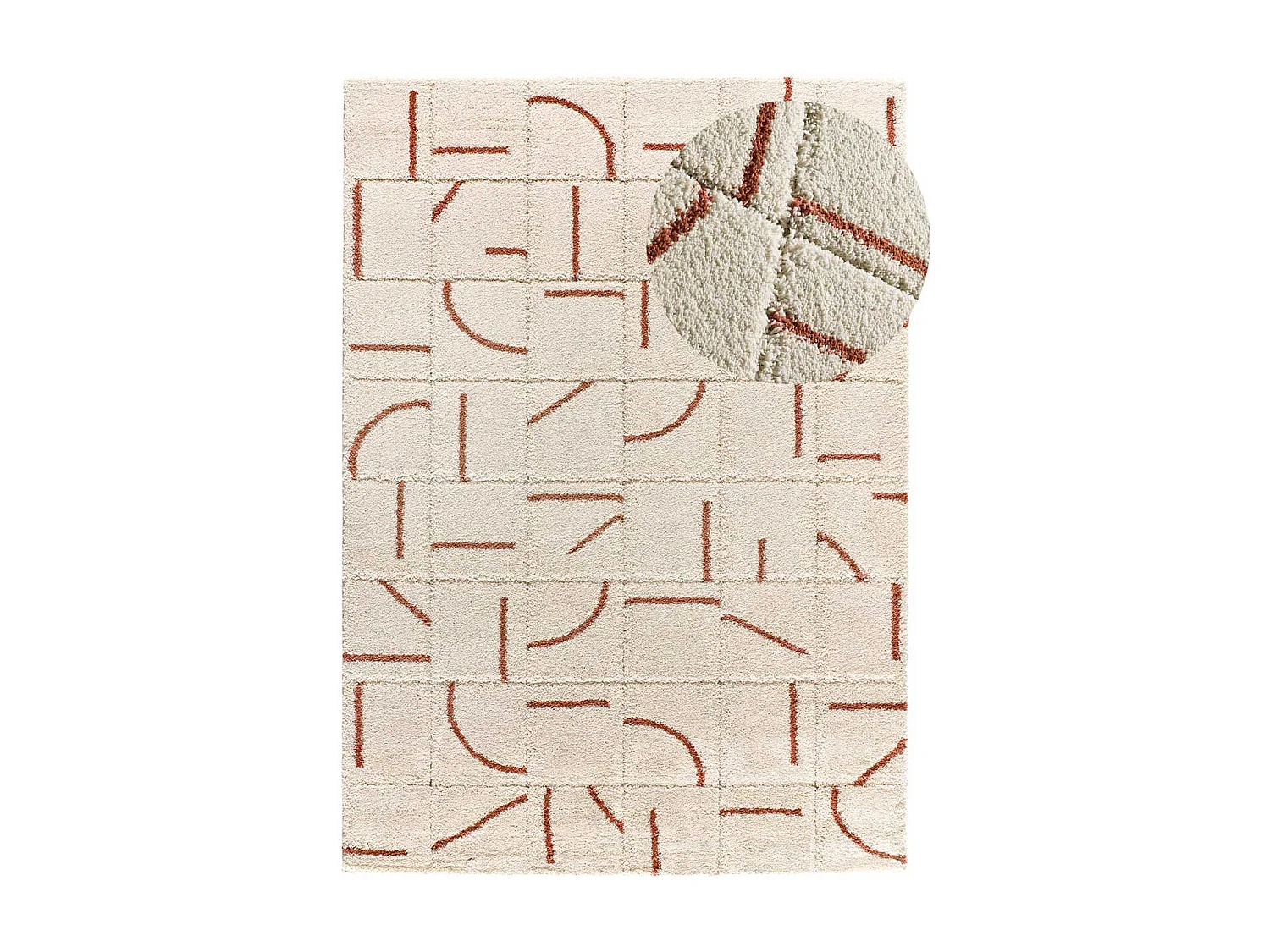 Tapis intérieur - shaggy géométrique - rouille - 160 x 230 cm - BRENDA