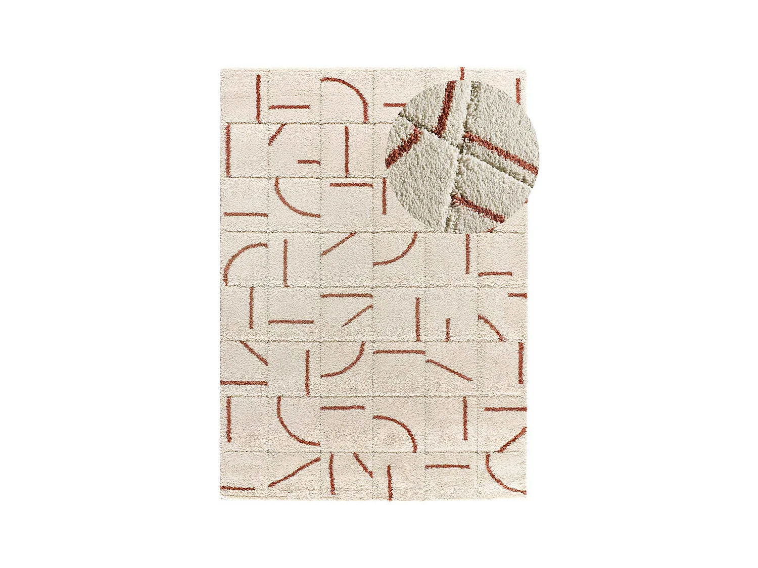 Tapis intérieur - shaggy géométrique - rouille - 80 x 150 cm - BRENDA