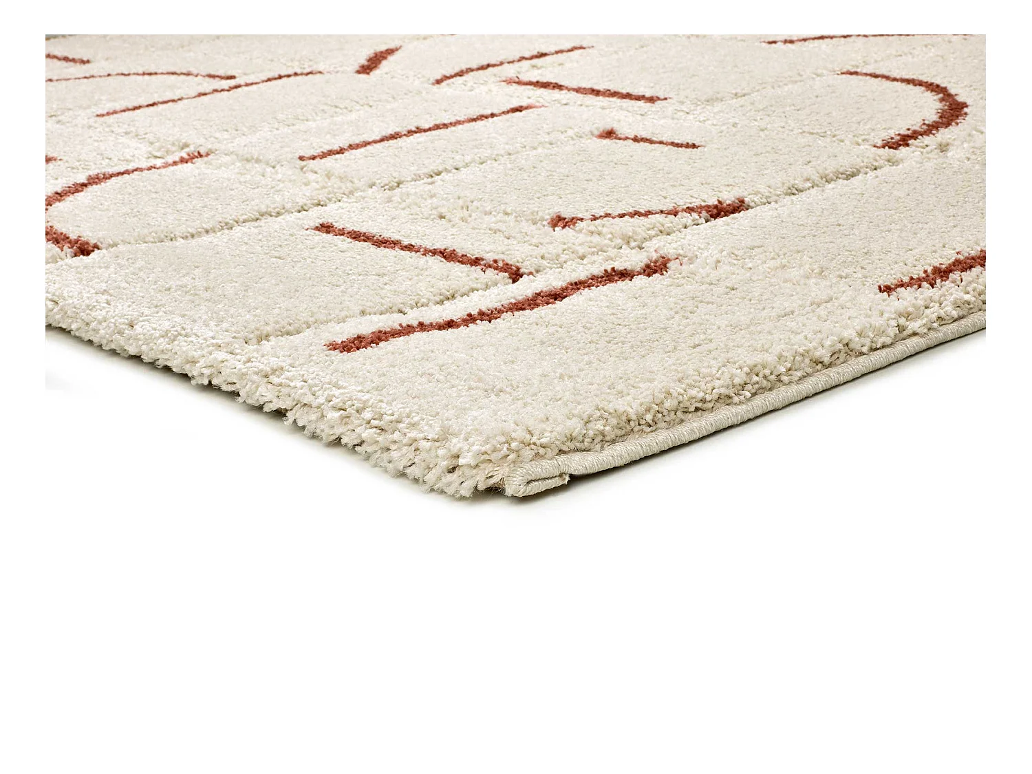 Tapis intérieur - shaggy géométrique - rouille - 80 x 150 cm - BRENDA