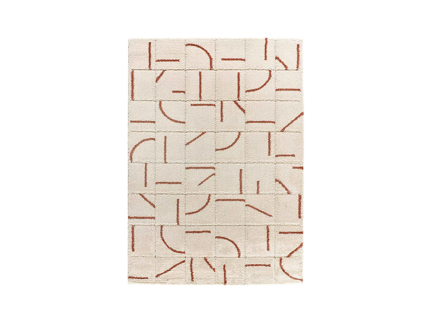 Tapis intérieur - shaggy géométrique - rouille - 80 x 150 cm - BRENDA