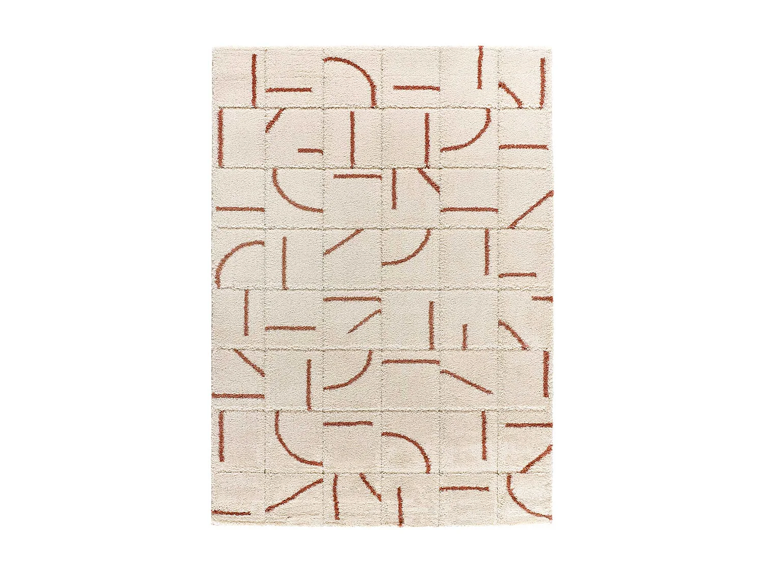 Tapis intérieur - shaggy géométrique - rouille - 80 x 150 cm - BRENDA