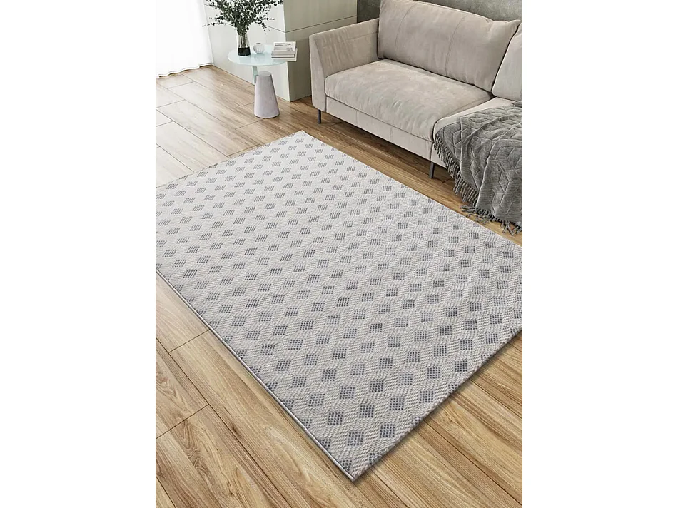 Alfombra interior  - geométrico con relieve - plata - 160 x 230 cm - BARESA