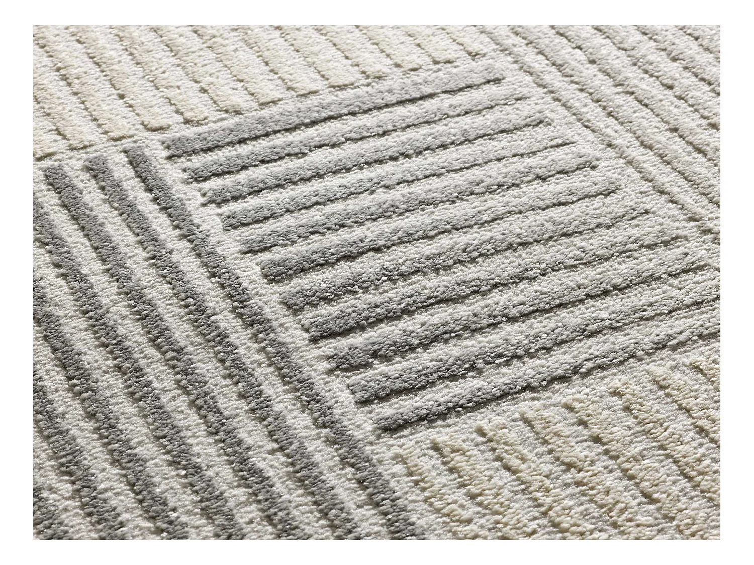 Alfombra interior  - geométrico con relieve - gris - 200 x 290 cm - BARESA