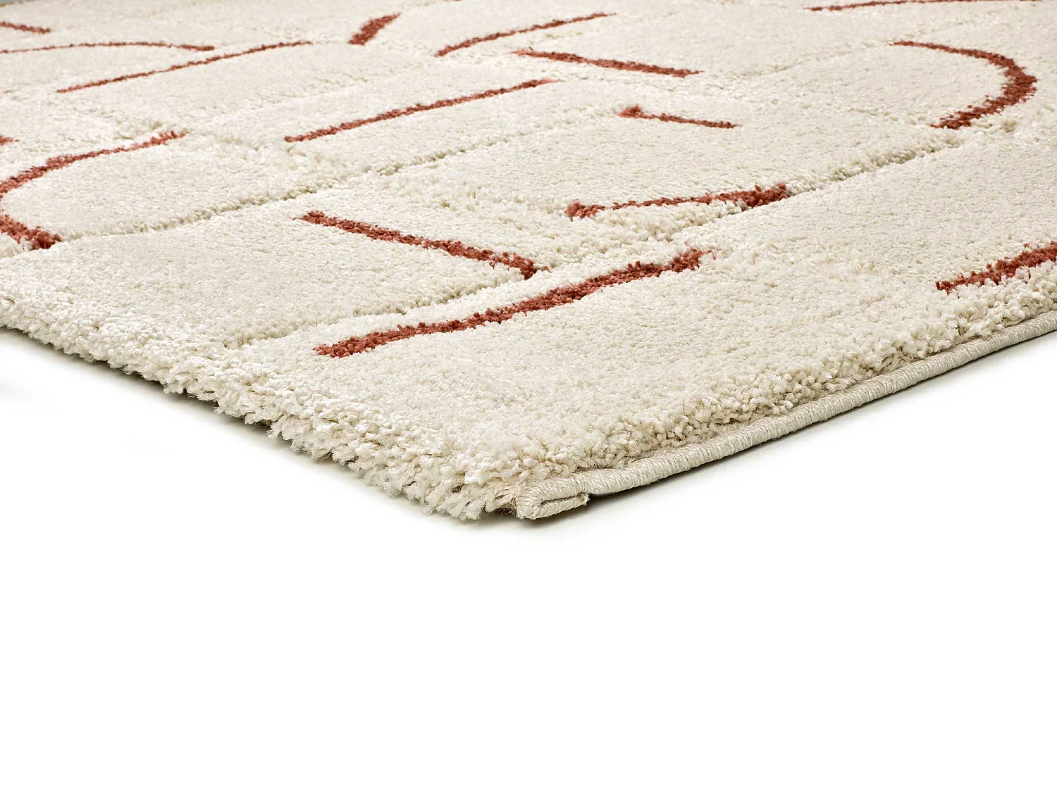 Hochflorteppich - geometrisch shaggy - rostrot - 133x190 cm - BRENDA