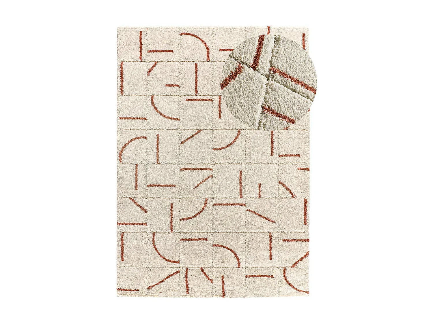 Tapis intérieur - shaggy géométrique - rouille - 133 x 190 cm - BRENDA