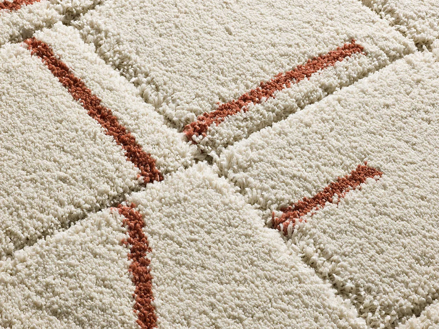 Tapis intérieur - shaggy géométrique - rouille - 133 x 190 cm - BRENDA