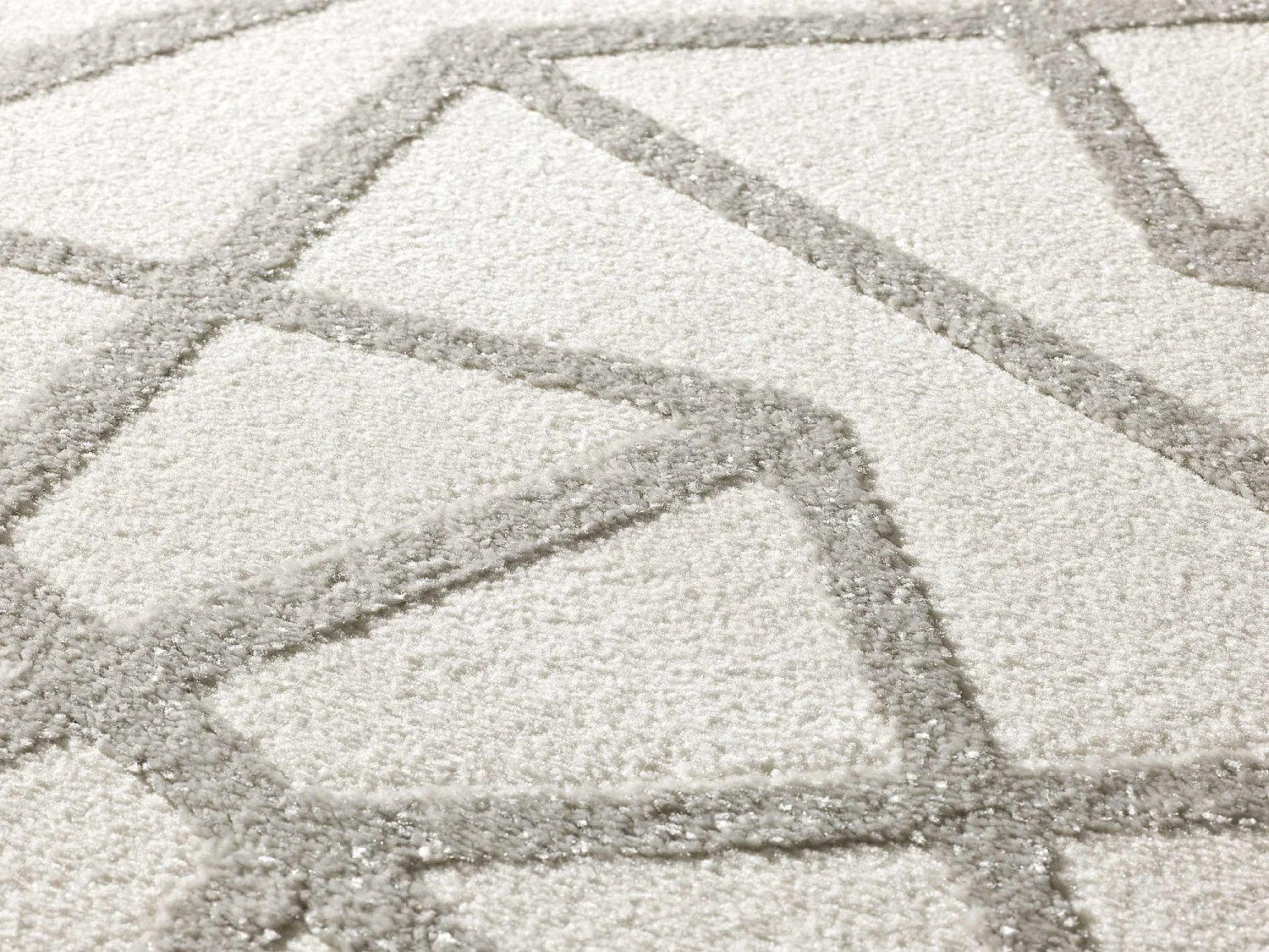 Tapis intérieur - géométrique avec relief - argent - 133 x 190 cm - FLORA