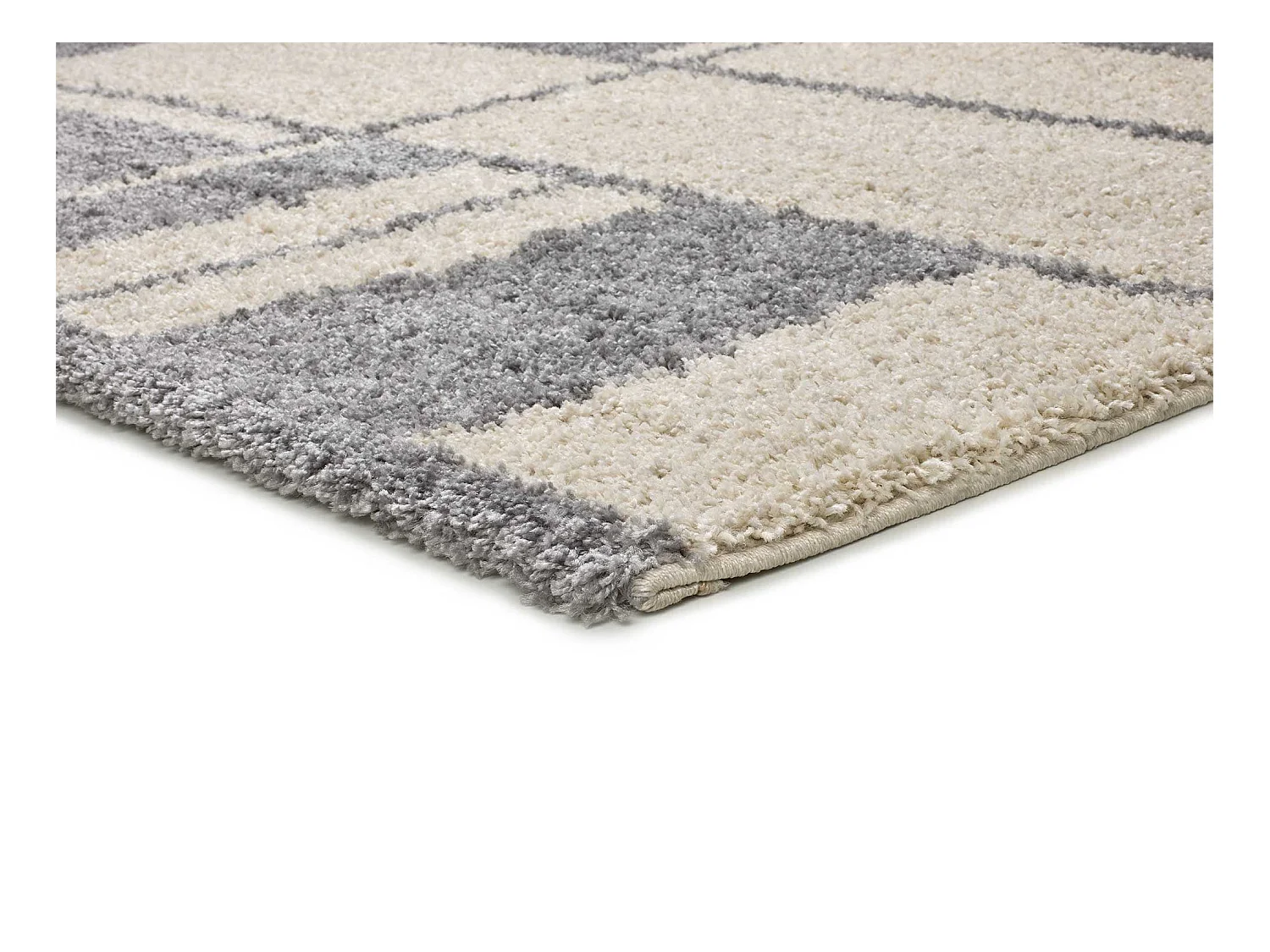 Tapis intérieur - shaggy géométrique - argent - 133 x 190 cm - HELIA