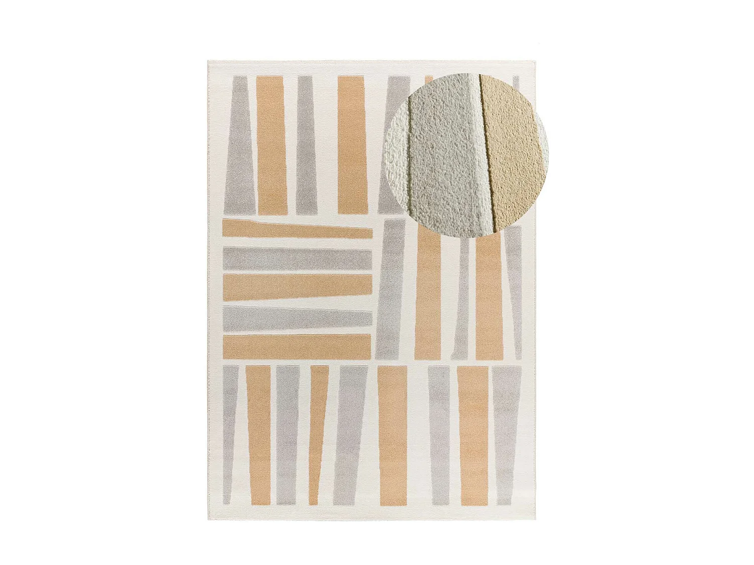 Tapis intérieur - géométrique avec relief - argent - 80 x 150 cm - FLORA