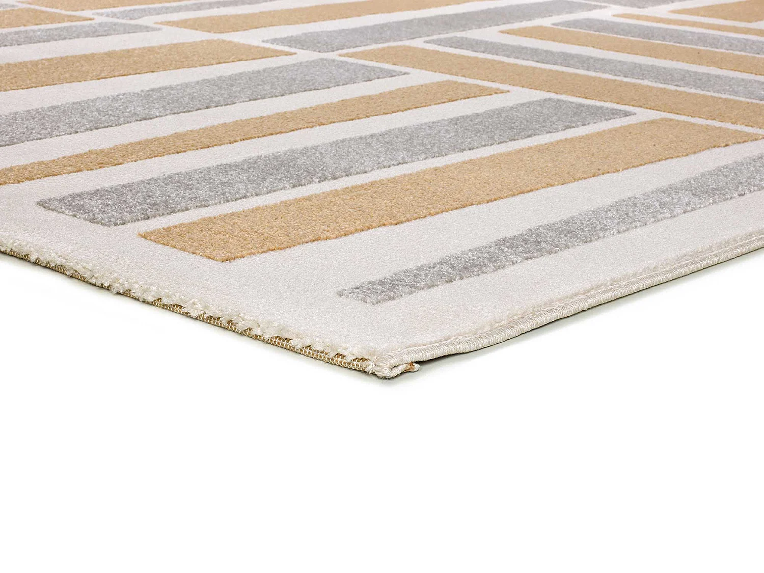 Tapis intérieur - géométrique avec relief - argent - 80 x 150 cm - FLORA