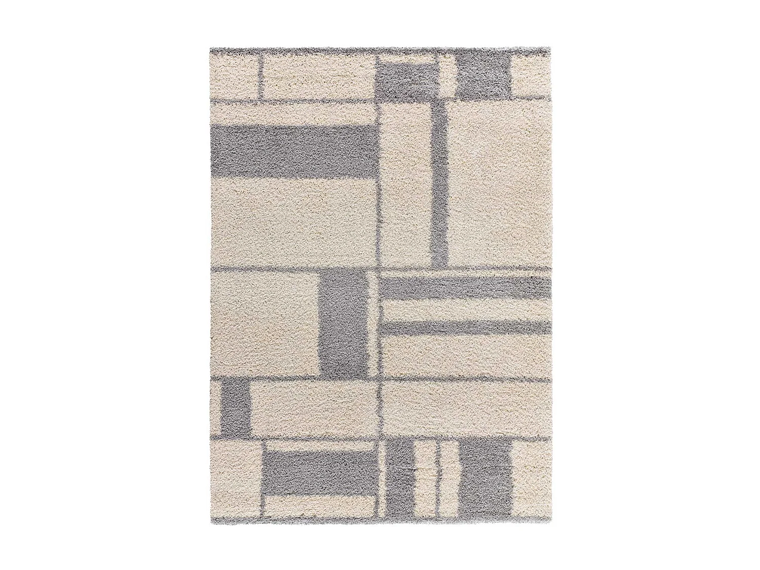 Hochflorteppich - geometrisch shaggy - silber - 160x230 cm - HELIA