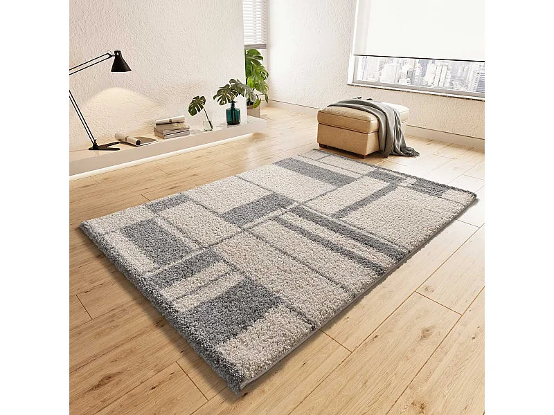 Alfombra interior  - shaggy geométrico - plata - 160 x 230 cm - HELIA