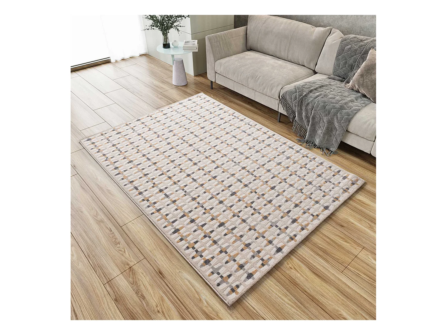 Kurzflorteppich - geometrisch mit Relief - mehrfarbig - 160x230 cm - BARESA