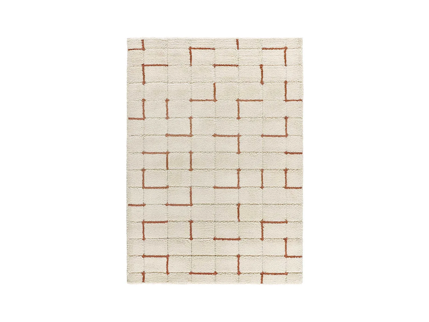 Hochflorteppich - geometrisch shaggy - rostrot - 80x150 cm - BRENDA