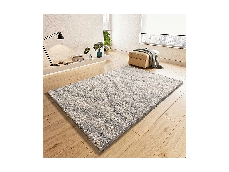 Hochflorteppich - modern skandinavisch - silber - 160x230 cm - HELIA