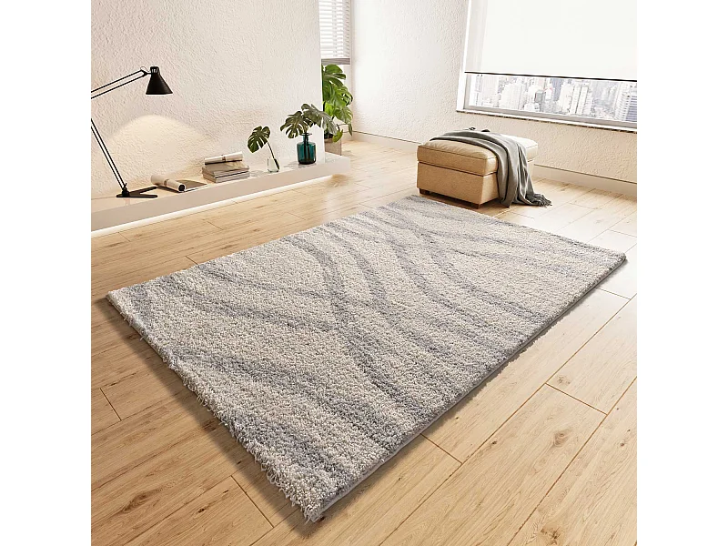 Alfombra interior  - shaggy escandinavo - plata - 160 x 230 cm - HELIA