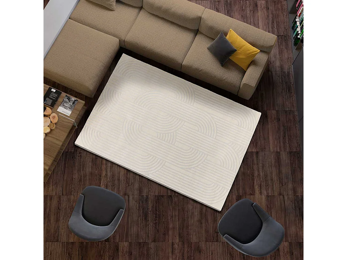 Tapis intérieur - géométrique avec relief - argent - 80 x 150 cm - BARESA