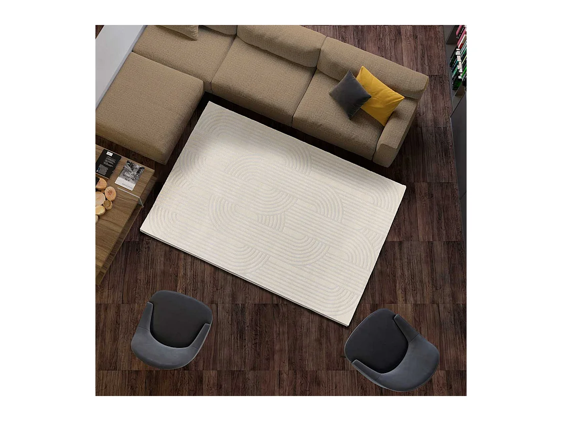 Tapis intérieur - géométrique avec relief - argent - 80 x 150 cm - BARESA
