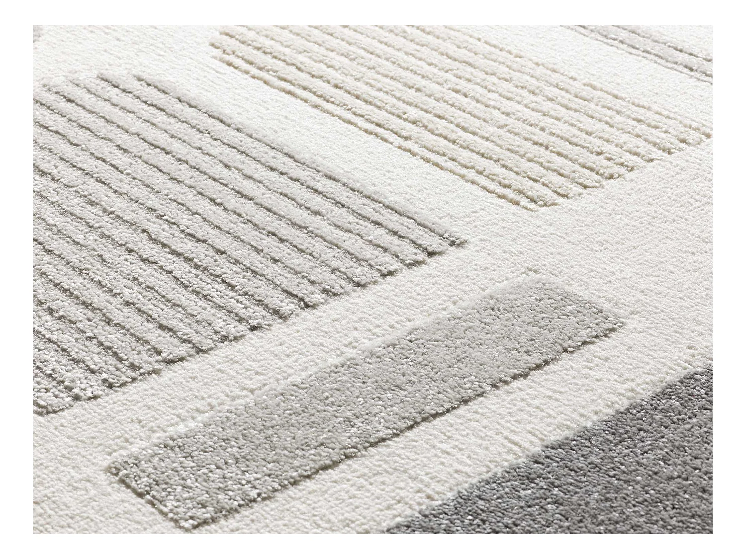 Alfombra interior  - geométrico con relieve - plata - 200 x 290 cm - FLORA